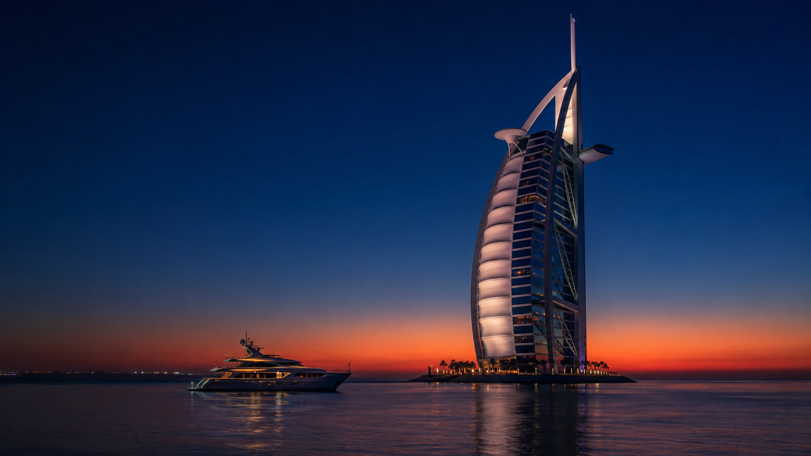 Burj Al Arab bei Dämmerung
